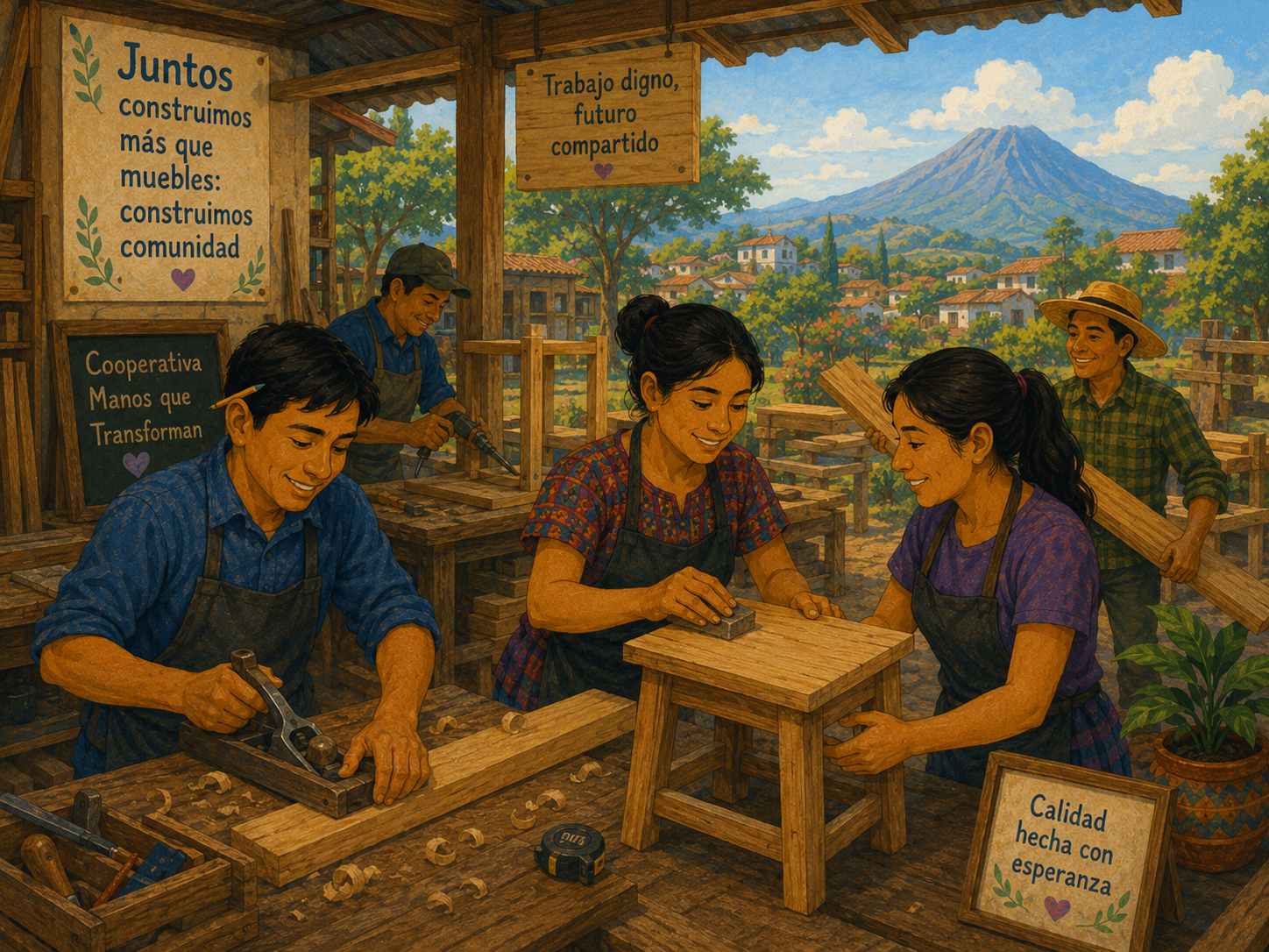 Cooperativa de personas retornadas trabajando juntas